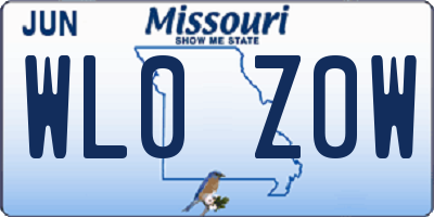 MO license plate WL0Z0W
