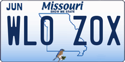 MO license plate WL0Z0X