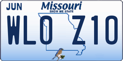 MO license plate WL0Z1O