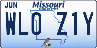 MO license plate WL0Z1Y