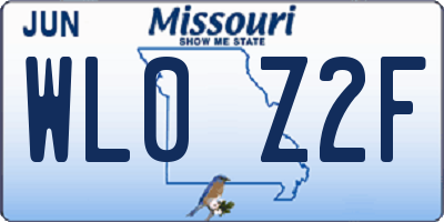 MO license plate WL0Z2F