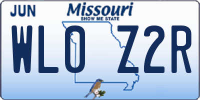 MO license plate WL0Z2R