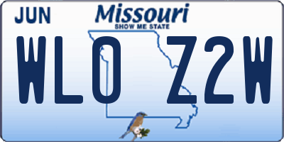 MO license plate WL0Z2W