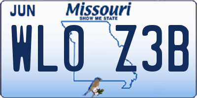 MO license plate WL0Z3B