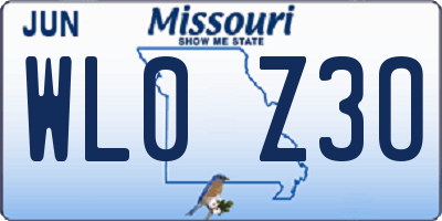 MO license plate WL0Z3O