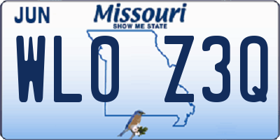 MO license plate WL0Z3Q