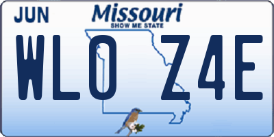 MO license plate WL0Z4E