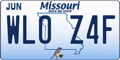 MO license plate WL0Z4F