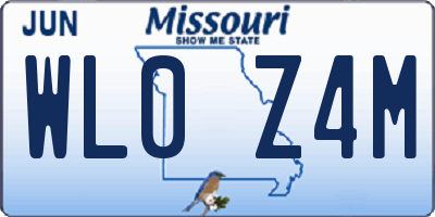 MO license plate WL0Z4M