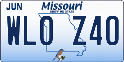 MO license plate WL0Z4O
