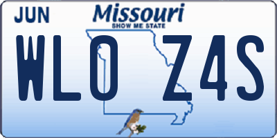 MO license plate WL0Z4S