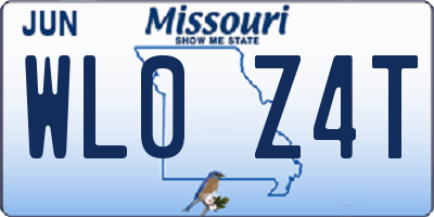 MO license plate WL0Z4T