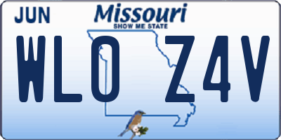 MO license plate WL0Z4V