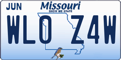 MO license plate WL0Z4W