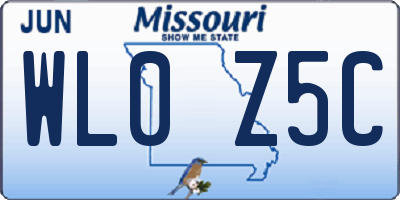 MO license plate WL0Z5C