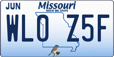 MO license plate WL0Z5F