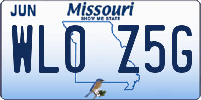 MO license plate WL0Z5G