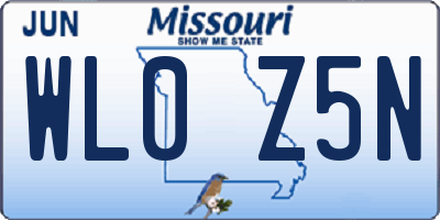 MO license plate WL0Z5N