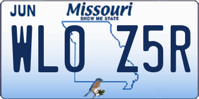 MO license plate WL0Z5R