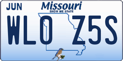 MO license plate WL0Z5S