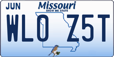 MO license plate WL0Z5T