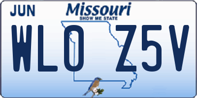 MO license plate WL0Z5V