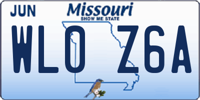 MO license plate WL0Z6A