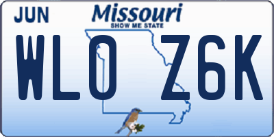 MO license plate WL0Z6K