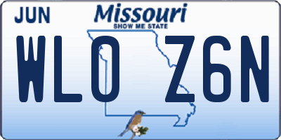 MO license plate WL0Z6N