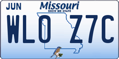 MO license plate WL0Z7C
