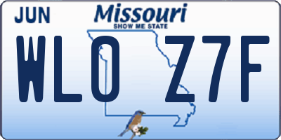 MO license plate WL0Z7F