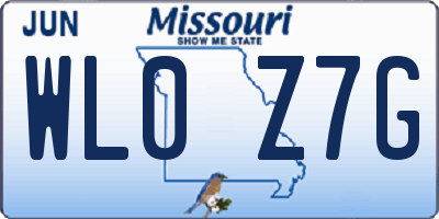 MO license plate WL0Z7G