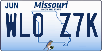 MO license plate WL0Z7K