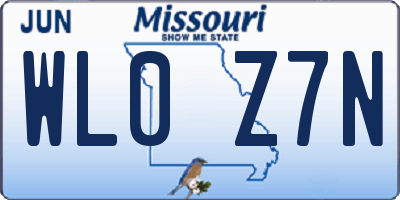 MO license plate WL0Z7N