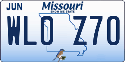 MO license plate WL0Z7O