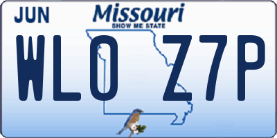 MO license plate WL0Z7P