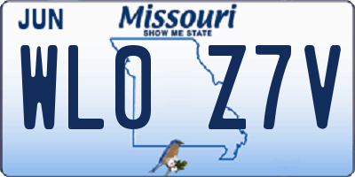 MO license plate WL0Z7V