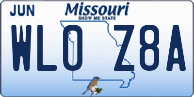 MO license plate WL0Z8A