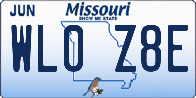 MO license plate WL0Z8E