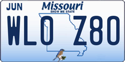 MO license plate WL0Z8O