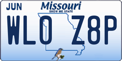 MO license plate WL0Z8P