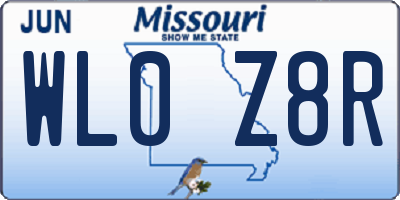 MO license plate WL0Z8R