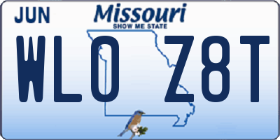 MO license plate WL0Z8T