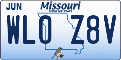 MO license plate WL0Z8V