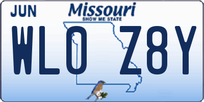 MO license plate WL0Z8Y