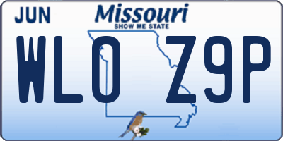 MO license plate WL0Z9P