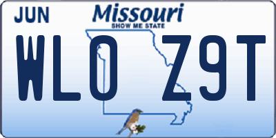 MO license plate WL0Z9T