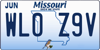 MO license plate WL0Z9V