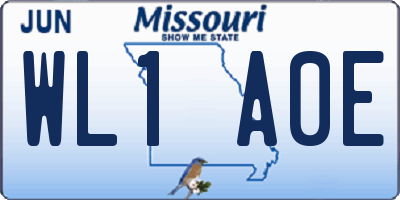 MO license plate WL1A0E