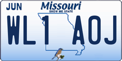 MO license plate WL1A0J
